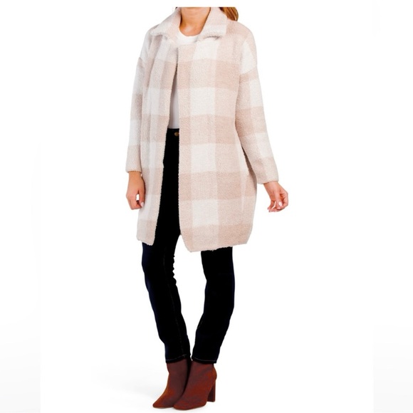 🎉LAST CHANCE🎉H HALSTON Buffalo Check Collar Cardigan With Pockets - Picture 1 of 11